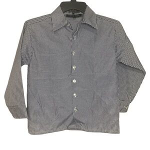 Andrew Fezza Blue White Checkered Boy’s Shirt Plaid Collar - Size 8 BOY